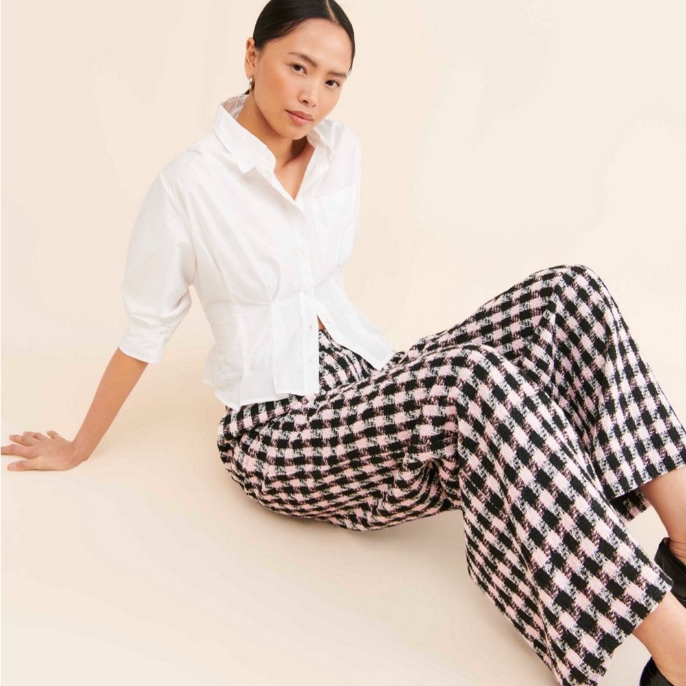 Hutch Tweed Herringbone Wide-Leg Pants